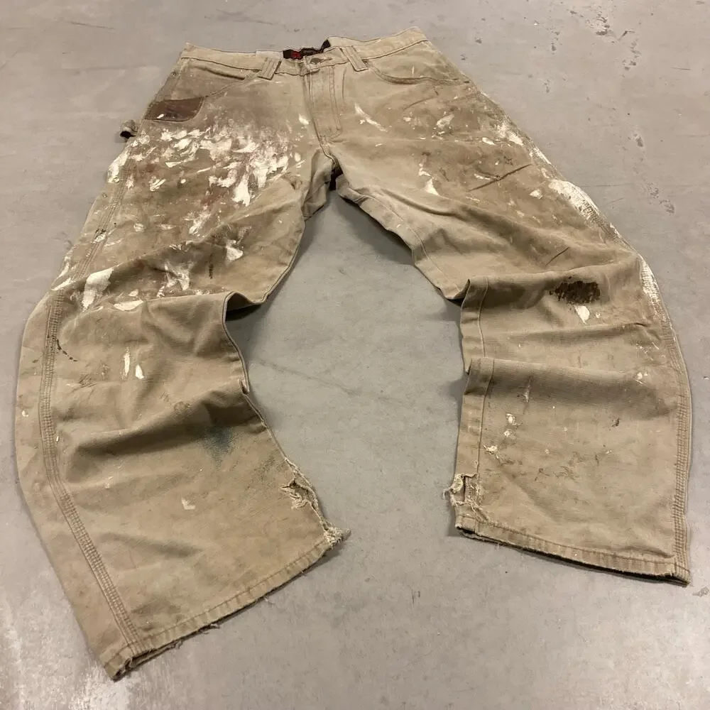 vintage baggy thrashed wrangler riggs cargo pants 33x31